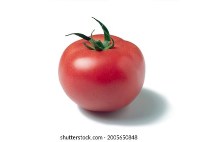 Raspberry Lyanna Tomato Isolated On White Background With Shadow.