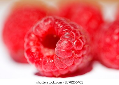Raspberry macro on a soft-focus background