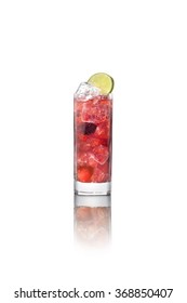 Raspberry Mojito Cocktail Isolated On White