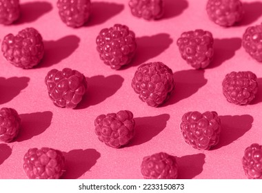 Raspberry pattern in trend color of 2023 viva magenta.