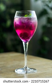 Raspberry And Red Dragon Fruit Prosecco Wine Spritzer Cocktail