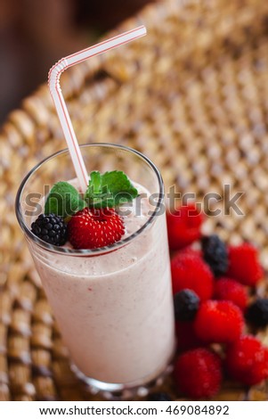 Similar – Chia yogurt with raspberries in a glass cup