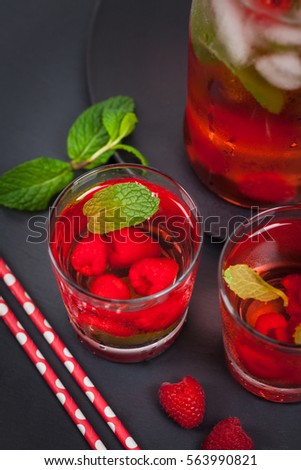 Raspberry Vodka Cocktail Lemonade. Selective focus.