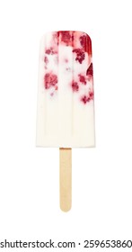 Raspberry Yogurt Popsicle Isolated On A White Background