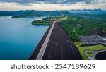 Ratchaprapha Dam It has a traditional name. Cheow Lan Dam It is the second multi-purpose dam in the southern region. Located in Surat Thani province. Shot from above using a drone.