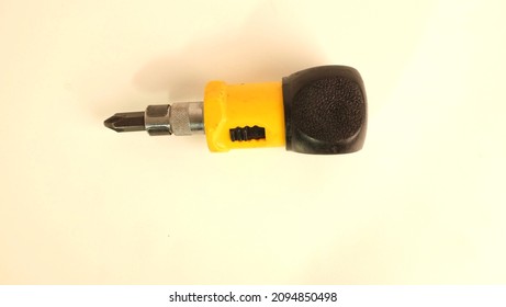 The Ratchet Screwdriver On White Background