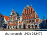 Ratslaukums square with the House of Blackheads in old town of Riga in Latvia..