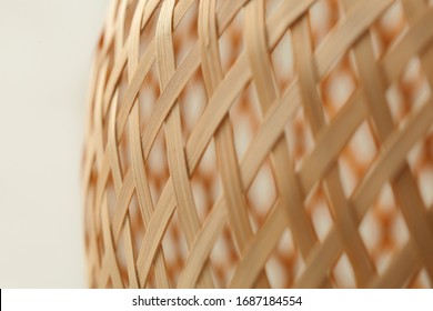 Rattan Basket On Light Background, Closeup