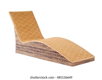 Rattan Chaise Lounge Isolated On White Background With Clipping Path.
