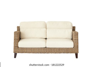 Rattan Furniture Sofa (couch) Isolated On White