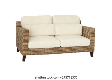 Rattan Furniture Sofa (couch) Isolated On White