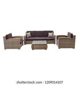 Rattan Garden Furniture  Isolated On White Background