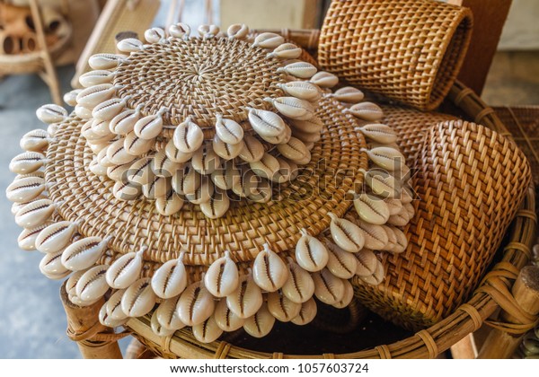 Rattan Round Table Mats Decorated Shells Stock Photo Edit Now