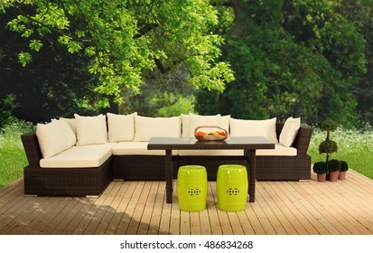 Rattan Sofa Group At The Garden