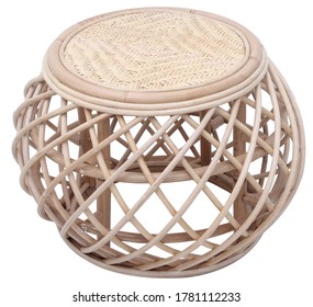 Rattan Stool On White Background