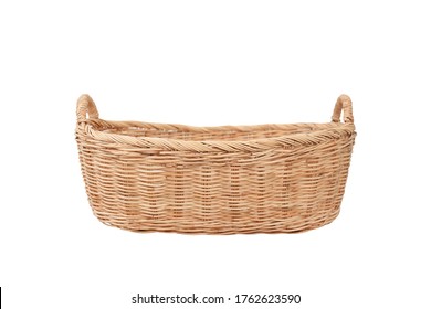 rattan wicker basket isolated on white background, Picnic basket - Shutterstock ID 1762623590