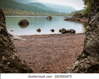 Rattlesnake Lake During Rain In Fall