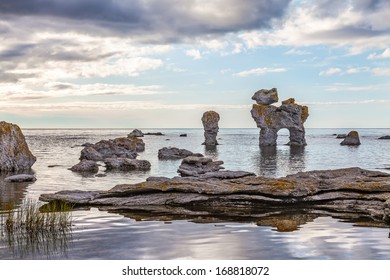 Raukar On Gotland, Sweden.