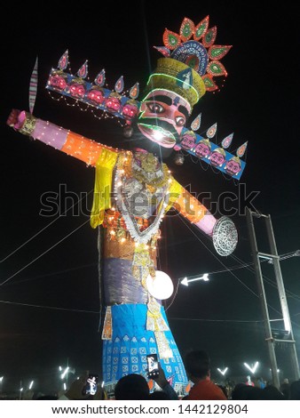 Ravan statue at Indian  festival of Dusshehra in Ghazipur.