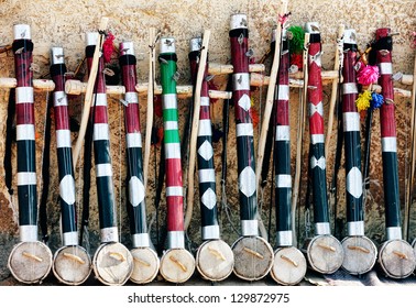 The Ravanahatha Or The Ravana Hasta Veena Is A Popular Fiddle Of Western India. Traditional Souvenirs For Tourists. India, Asia.