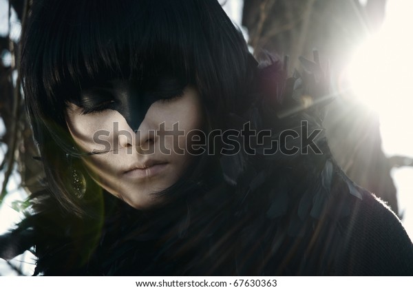 Raven Girl Short Black Hair Around Stock Photo Edit Now