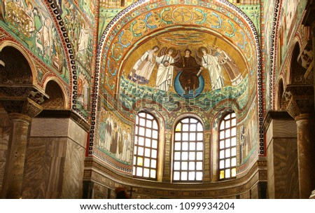 Ravenna Italy 02182013 Golden Mosaics Basilica Stock Photo