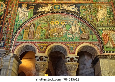 Ravenna, Italy - September 17, 2011: Beautiful Byzantine mosaics in the 6th century church of San Vitale