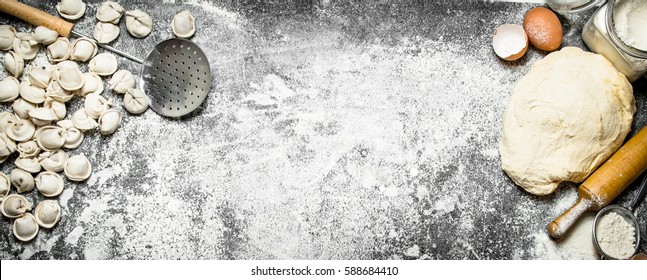 Ravioli homemade. Fresh dough and ravioli traditional to the rustic table. - Powered by Shutterstock