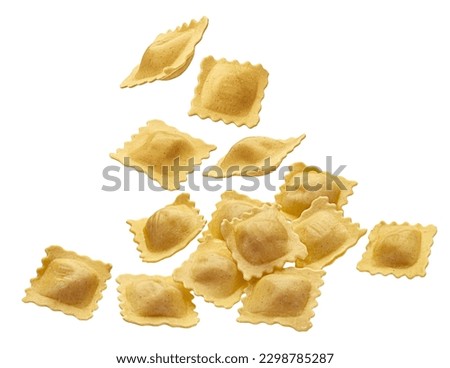 Ravioli pasta isolated on white background with clipping path