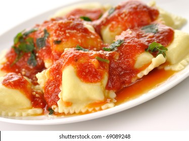 Ravioli Pasta With Red Tomato Sauce