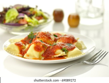 Ravioli Pasta With Red Tomato Sauce