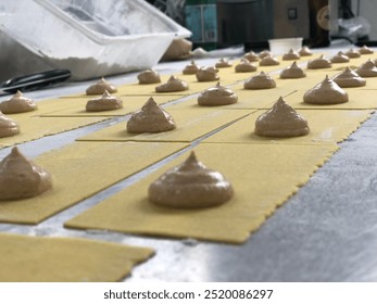 Ravioli preparation detail
Close-up of ravioli being handmade, capturing the finesse of artisanal pasta preparation. #Ravioli #FreshPasta #ChefSkills #Handmade #ItalianCuisine
 - Powered by Shutterstock