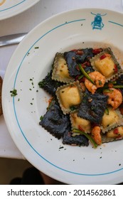 Ravioli Stuffed With Fish And Prawns.Typical Ligurian Food, Cinque Terre, Italy.