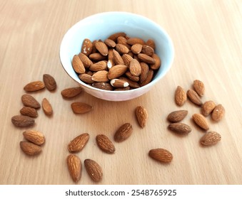 Raw almonds on the table