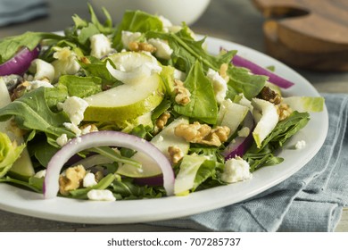 Raw Autumn Pear And Blue Cheese Salad With Dressing