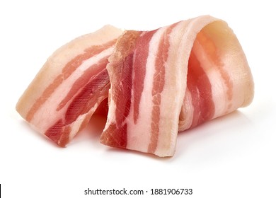 Raw bacon, isolated on white background.