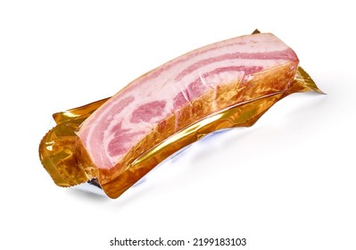 Raw Bacon, Isolated On White Background