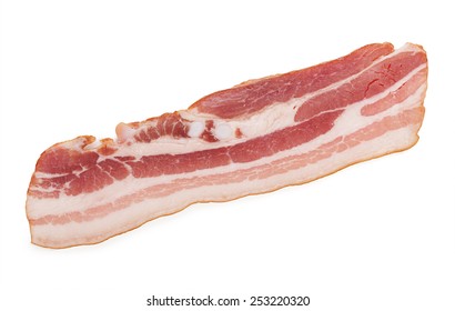 Raw Bacon Isolated On White Background.