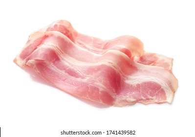 Raw Bacon Slices Isolated On White Background.