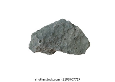 Raw Basalt Extrusive Igneous Volcanic Rock Isolated On White Background.