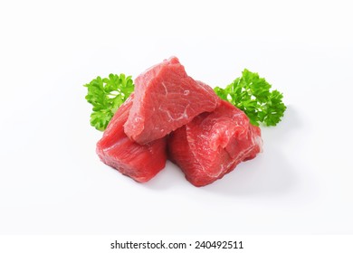 Raw Beef Cut Into Cubes