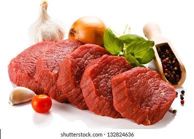 Raw beef on white background - Powered by Shutterstock