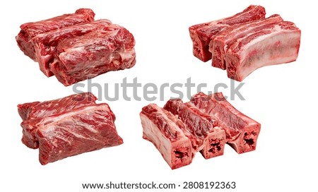 Raw beef short ribs with bone and marbled red meat cuts