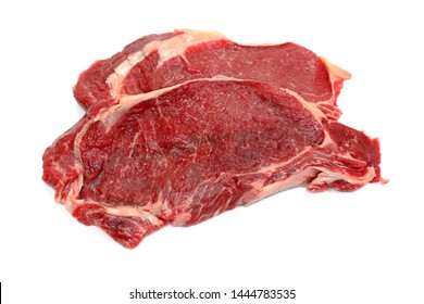 Raw Beef Sirloin Steak On A White Background