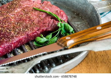 Raw beef steak
