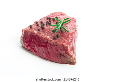 Raw Beef Steak On White Background