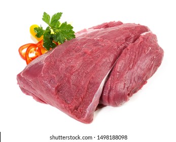 Raw Bison Meat - Fillet On White Background