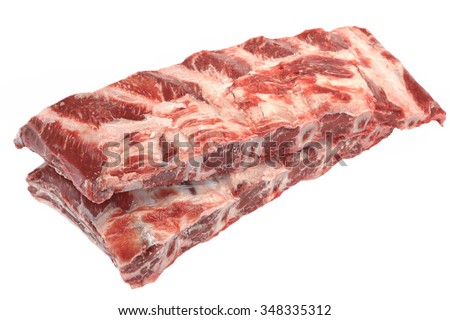 Raw Black Angus Marbled Beef Ribs Isolated On White Background. Beef Meat. Cookout Food