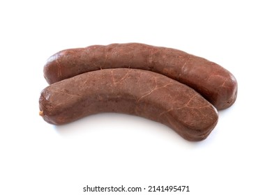 Raw Black Pudding Isolated On White Background