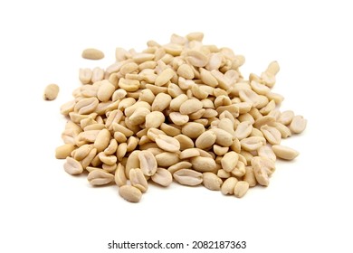 Raw blanched peanuts isolated on white background - Shutterstock ID 2082187363